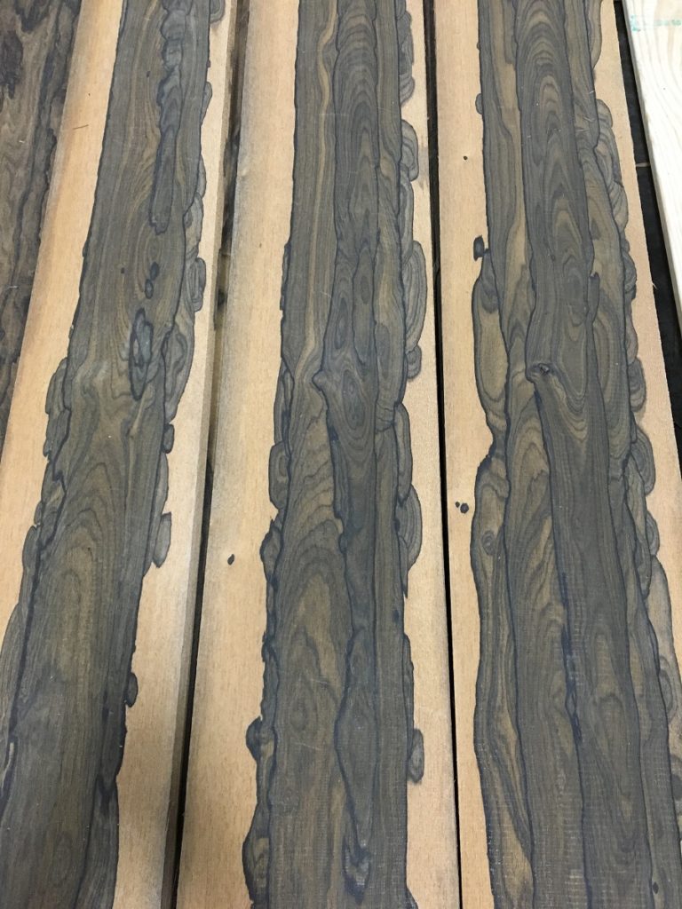 A sampling of Ziricote with exceptional sapwood and deep brown heartwood.