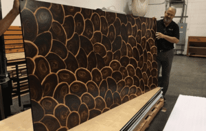 4' by 8' Oyster Shell wood veneer panel in Fumed Larch.